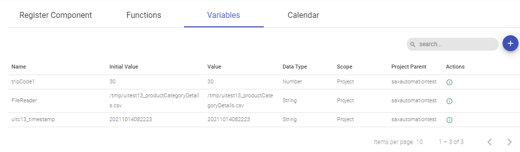 VariablesListing