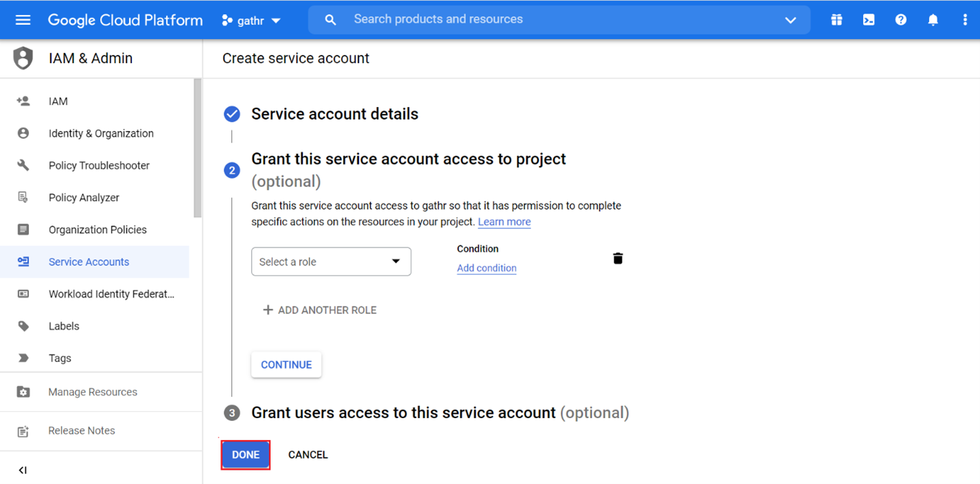 generate service account key03