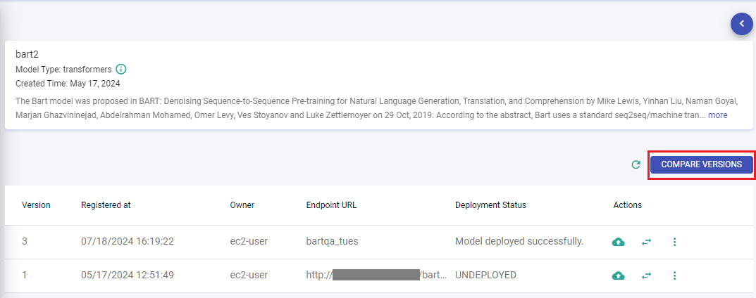 MLflow compare versions