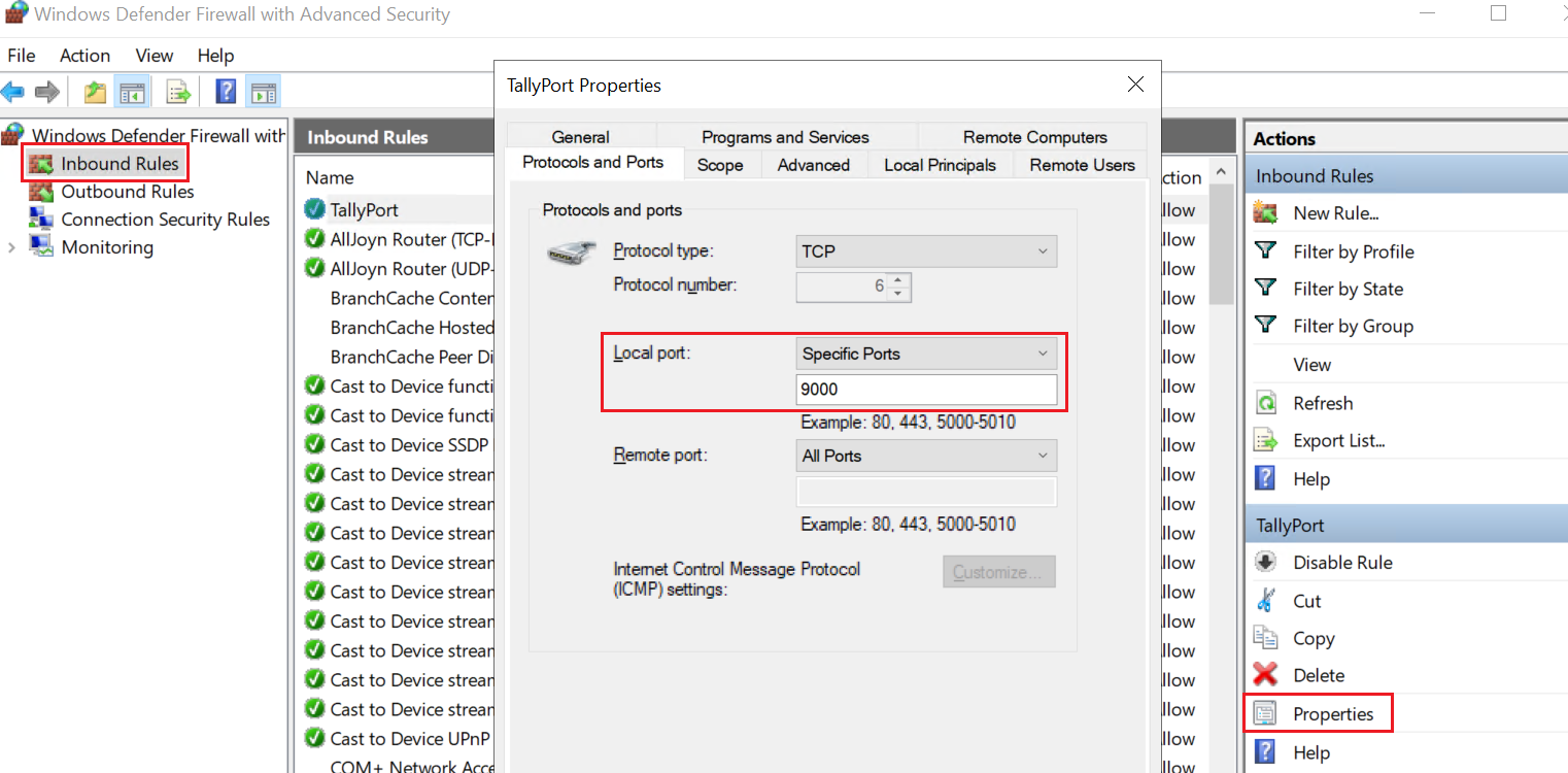 Tally-Update Port to 9000