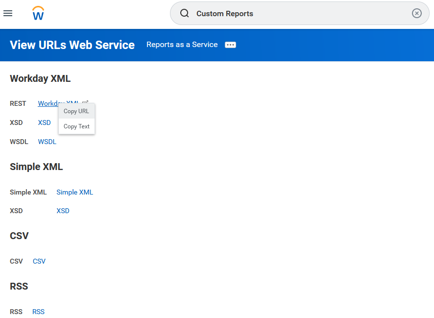 Get Custom Report URL