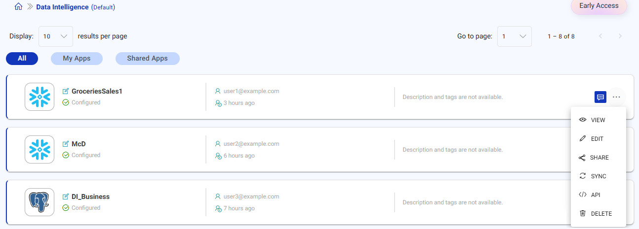 Listing Page Actions