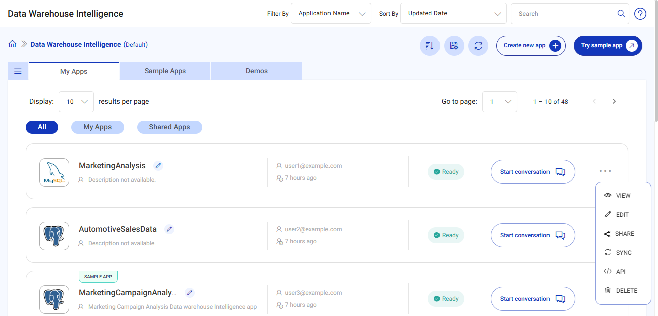 Listing Page Actions