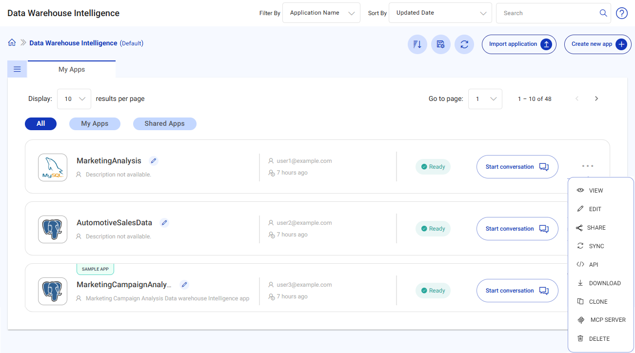 Listing Page Actions