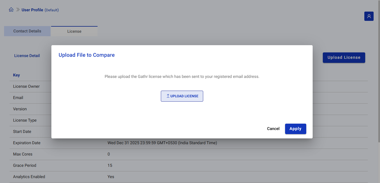 upload license